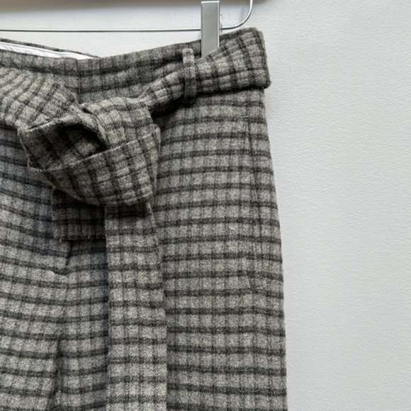 Aritzia Wilfred Grey Plaid Front Tie Wool Lined Pants Size 4 - Picture 5 of 10